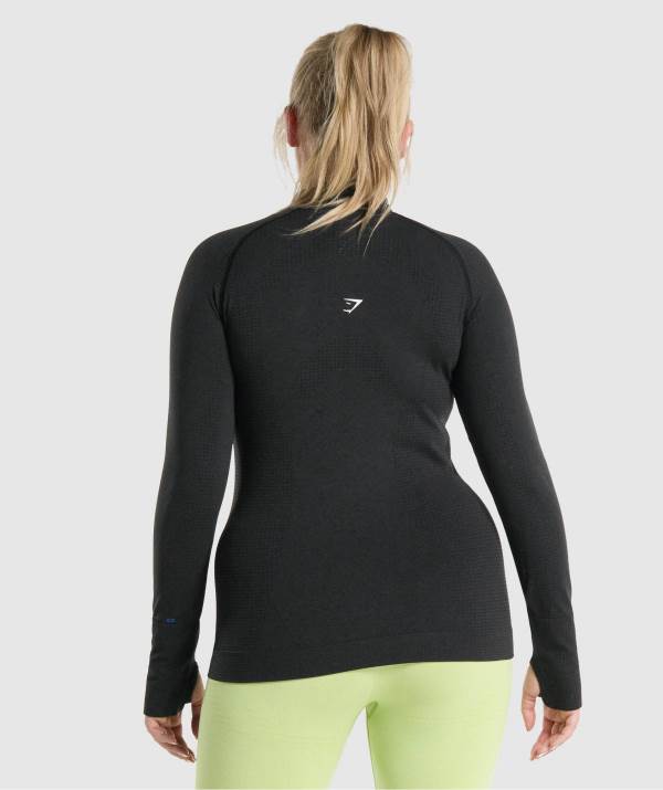 Damske Pulovre Gymshark Vital Seamless 2.0 1/2 Zip Čierne | VE8539712
